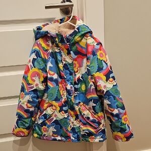 Mini Boden Rainbow Unicorn Lined Coat
